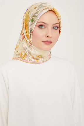روسری زرد کرپ ساتن ابریشم Armine - کد 805733333