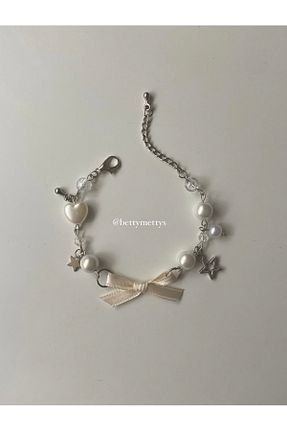دستبند جواهر سفید زنانه منجق bettymettys - کد 867440016