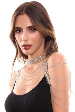 گردنبند جواهر زنانه روکش نقره LABALABA - کد 135397237