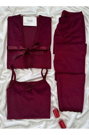 ست لباس راحتی زرشکی زنانه ساده Lena Homewears - کد 867454483