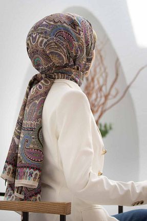شال بژ زنانه ابریشم Vissona - کد 867497836