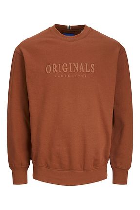 سوئیشرت قهوه ای مردانه ساده Jack & Jones - کد 867528522