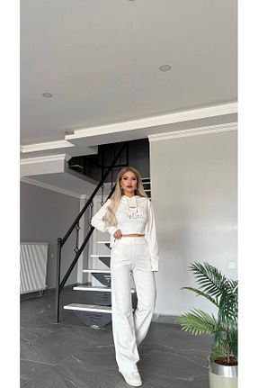 ست بالاتنه و پائین تنه سفید زنانه بافتنی İREMBUTİKK - کد 867538930
