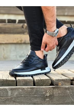 کفش اسنیکر مشکی مردانه چرم اصل ByItallanoshoes - کد 867555025