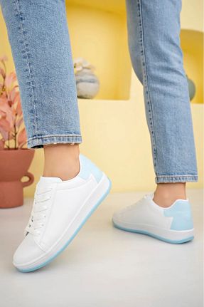 بوت / نیم بوت سفید زنانه چرم مصنوعی ARYALİSTORE - کد 866723772