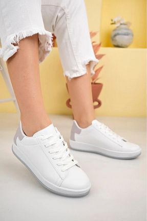 بوت / نیم بوت سفید زنانه چرم مصنوعی ARYALİSTORE - کد 866723086