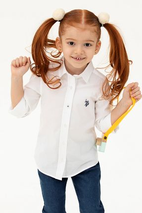 پیراهن سفید بچه گانه یقه پیراهنی U.S. Polo Assn. - کد 835031449