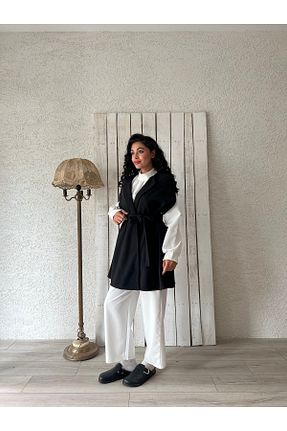 پانچو مشکی زنانه مخلوط پلی استر KÜÇÜĞÜM BUTİK - کد 860997402