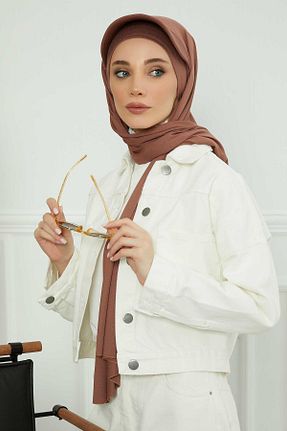 شال قهوه ای زنانه پنبه ای Aisha