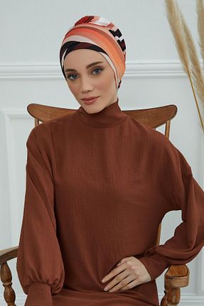 کلاه شنای حجاب نارنجی زنانه Aisha