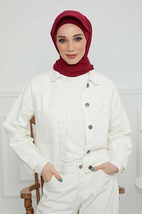 شال زرشکی زنانه پنبه ای Aisha