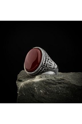 انگشتر نقره قرمز مردانه عقیق vevasilver - کد 853883915