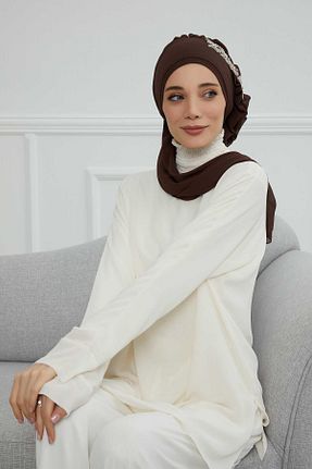 شال قهوه ای زنانه شیفون Aisha