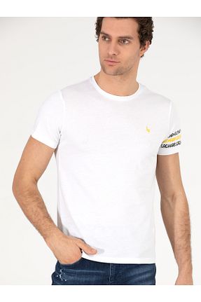 تیشرت سفید مردانه یقه دوچرخه Cacharel - کد 868317952