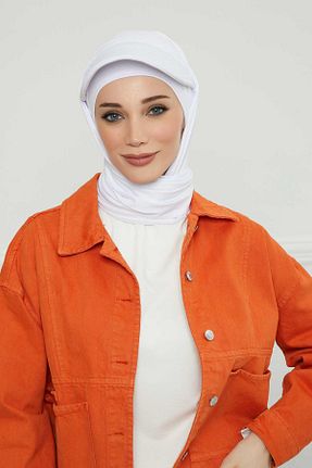 شال سفید زنانه پنبه ای Aisha