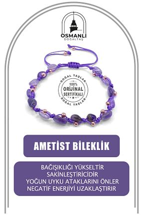 دستبند جواهر بنفش زنانه سنگ طبیعی OSMANLI DEĞERLİ TAŞ - کد 795633514