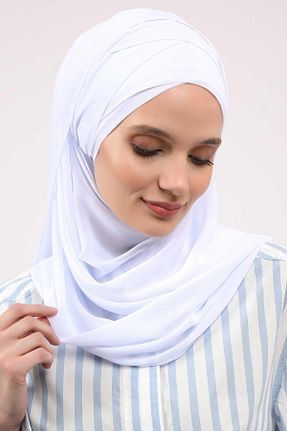 شال سفید زنانه پلی استر Aisha