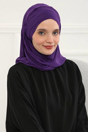شال بنفش زنانه پلی استر Aisha
