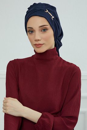 شال سرمه ای زنانه پنبه پلی استر Aisha