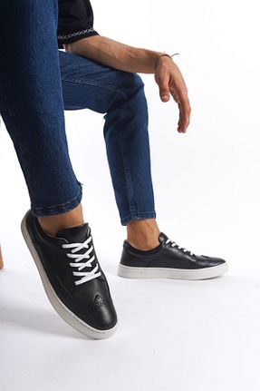 کفش اسنیکر مشکی مردانه چرم اصل Mubiano - کد 824137700