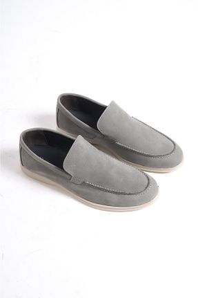 کفش لوفر طوسی مردانه چرم خالص Mubiano - کد 730753877