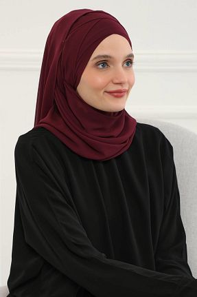 شال زرشکی زنانه پلی استر Aisha