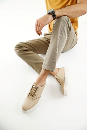 کفش اسنیکر بژ مردانه چرم اصل Mubiano - کد 661470188