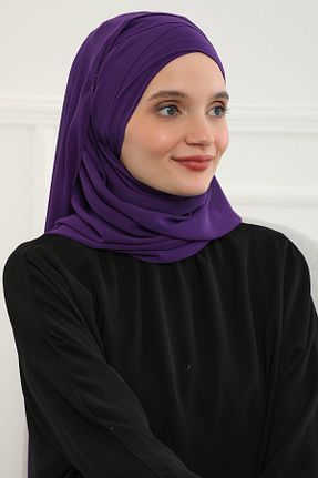 شال بنفش زنانه پلی استر Aisha