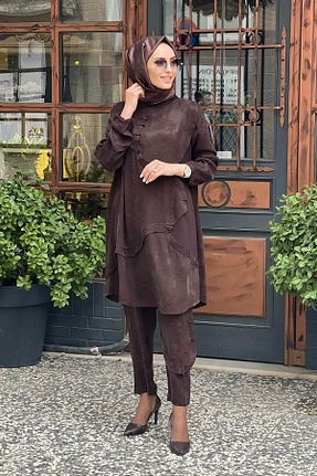 تونیک حجاب قهوه ای زنانه ویسکون MissWhence - کد 867613899