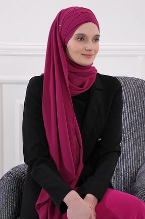 شال صورتی زنانه پلی استر Aisha
