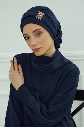 شال سرمه ای زنانه پنبه پلی استر Aisha