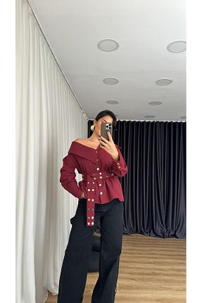 پیراهن زرشکی زنانه رگولار HARMONY GLOBAL - کد 867626300