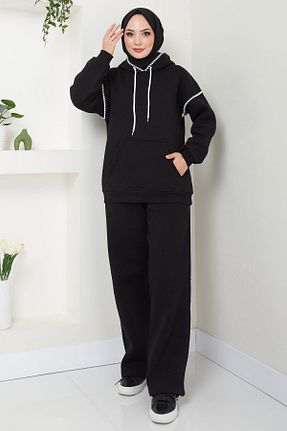 ست بالاتنه و پائین تنه حجاب مشکی زنانه اورسایز hafsamina - کد 867736195