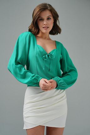 بلوز سبز زنانه ساده Saade - کد 805902377