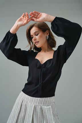بلوز مشکی زنانه ساده Saade - کد 805902483