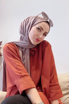 شال قهوه ای زنانه پنبه پلی استر SAYRA - کد 867680208