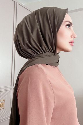 شال خاکی زنانه پنبه پلی استر SAYRA - کد 867680234