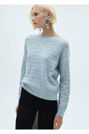 پلیور آبی زنانه ساده MANGO - کد 867733958