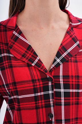 ست لباس راحتی قرمز زنانه چاپی Arvin Pijama - کد 867450508