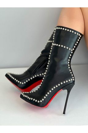 بوت / نیم بوت مشکی زنانه چرم مصنوعی EVASAMLİSHOESBAG - کد 867755162
