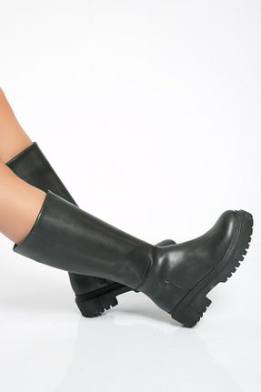 چکمه مشکی زنانه چرم مصنوعی Shoes Time - کد 867983536