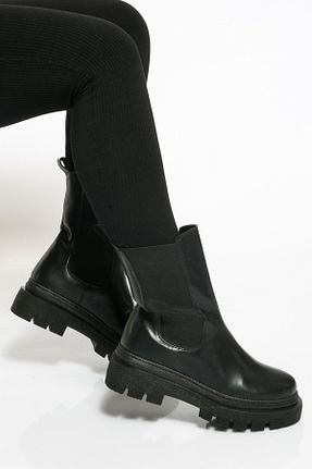 بوت / نیم بوت مشکی زنانه چرم مصنوعی Shoes Time - کد 868072939