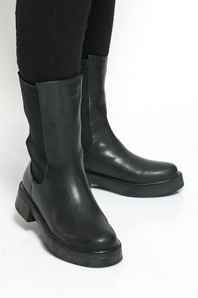 بوت / نیم بوت مشکی زنانه چرم مصنوعی Shoes Time - کد 868073681