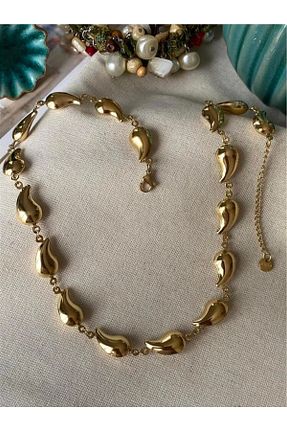 گردنبند استیل ( فولاد ) طلائی زنانه استیل (فولاد) mrsflower jewelry - کد 849125118