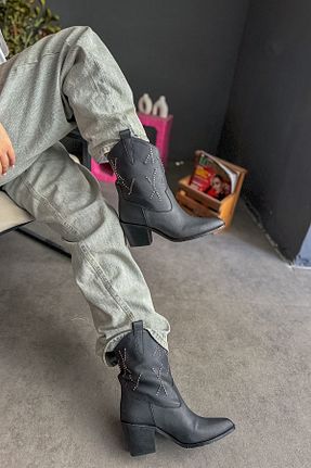 بوت / نیم بوت مشکی زنانه پاشنه پر SHOEBELLAS - کد 868090093