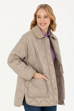 پالتو پشمی بژ زنانه Fitted U.S. Polo Assn. - کد 838634758