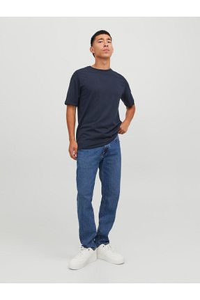 تیشرت سرمه ای مردانه یقه خدمه Jack & Jones - کد 35546056