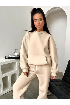 ست گرمکن بژ زنانه پنبه پلی استر YAKAMEL - کد 868099108