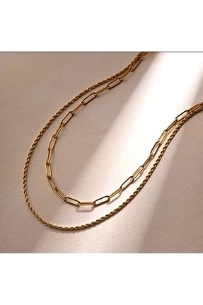 گردنبند استیل ( فولاد ) طلائی زنانه استیل (فولاد) Takıkraliyeti - کد 868130389