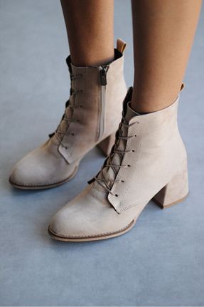 بوت / نیم بوت قهوه ای زنانه چرم مصنوعی Mida Shoes - کد 55507223